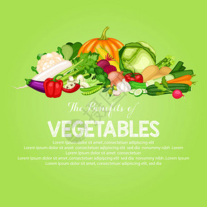 成套蔬菜收集的好处的矢量插图图片