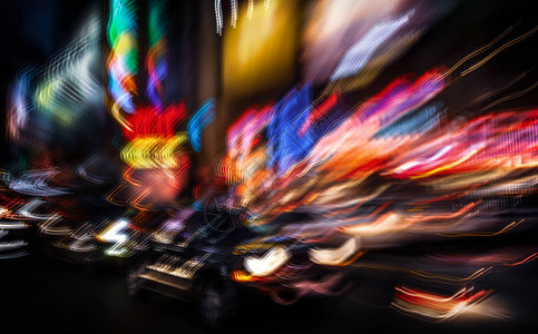 多重曝光素材纽约市的照明和夜灯纽约市街道上霓虹灯的抽象形多重曝光和插画