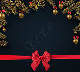 黑色圣诞节和新年节日卡背景图片