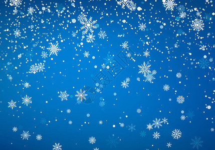 降雪圣诞背景冬季蓝天背景上飞舞的雪花和星冬天白雪花图片