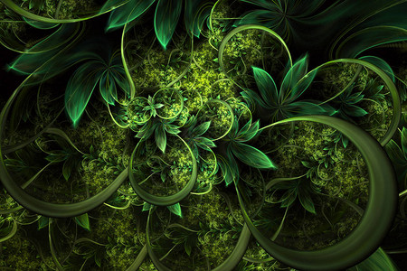 摘要计算机生成的植物分形设计平板背景数字艺术作品台式壁纸或创造封面设图片