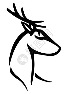 鹿圣诞装饰品的风格化鹿头标志的线鹿头图片