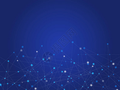 蓝色技术和科学抽象背景与蓝色和白色线点业务和连接概念未来主义和工业40概念互联网络数据链图片