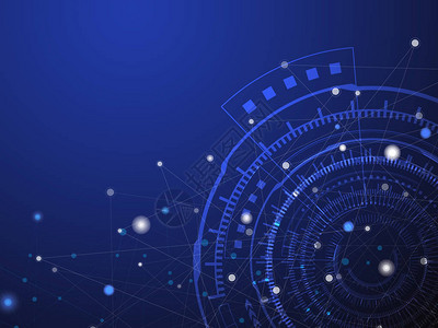 蓝色技术圈和计算机科学抽象背景与蓝色和白色线点业务和连接概念未来主义和工业40概念互联网图片