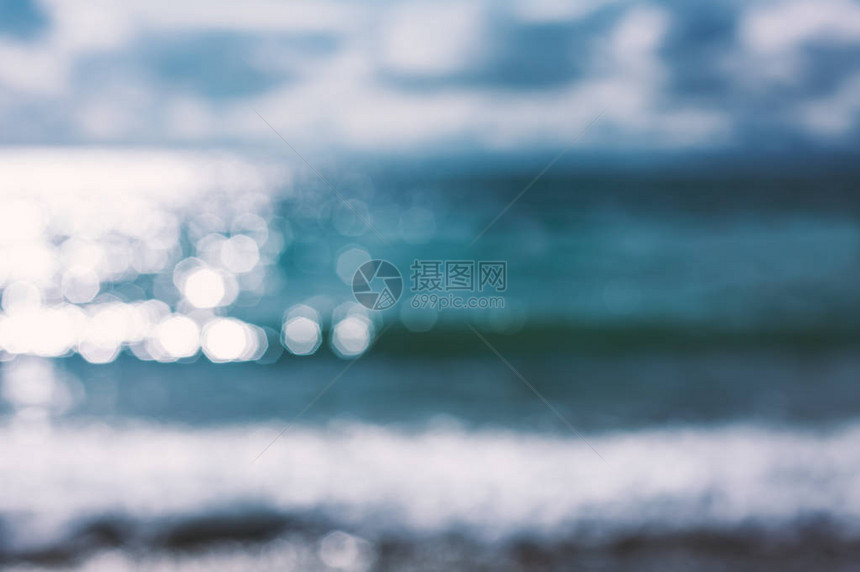 沙滩上夏季蓝色海水的抽象b图片