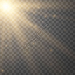 光晕光效效果镜头光晕灯光效果Sunlight具有半透明特殊设计的光效太阳光线与在透明背景上隔离的光束黄色爆炸插画