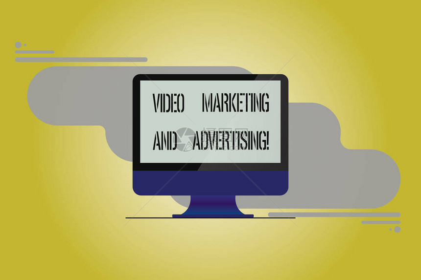 概念手写显示视频营销和广告商业照片展示促销活动优化策略在抽象背景上安装电脑显图片