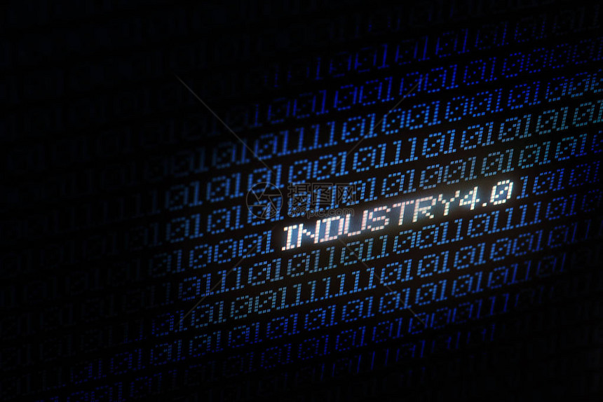 工业40蓝色数字矩阵背景抽象背景和技术概念智能网络连接和物联网主题图片