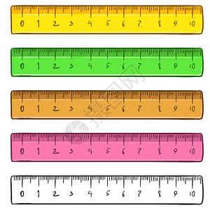 矢量集素描和卡通颜色标尺图片