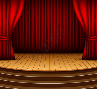 带红色窗帘的卡通背景舞台高清图片