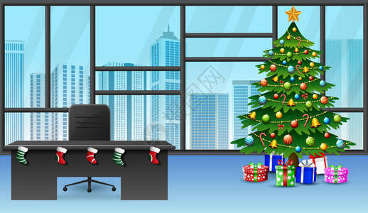 办公室装饰圣诞树卡通图片