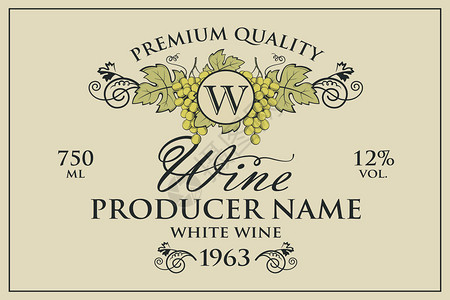 葡萄酒瓶用葡萄的葡萄酒标签图片