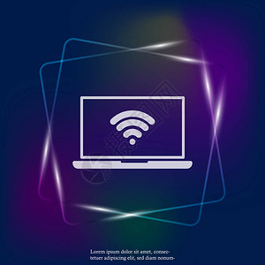 WiFi矢量线光灯图标在计算机插图上是WiFi图层分组设计图片