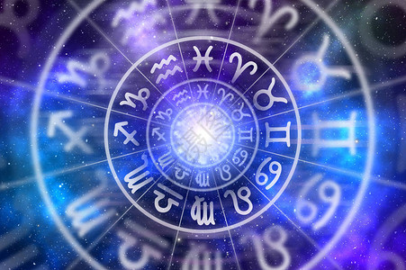 占星术座在宇宙背景下的星座圈内占星术和星座概念图片