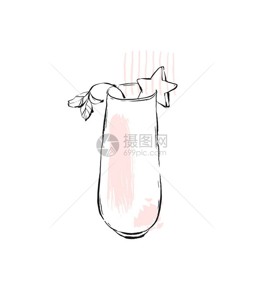 手画矢量图形Kitchen厨房玻璃器械用具玻璃鸡尾酒罐内肠饮用配件图片