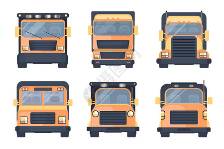 集各种类型的货车用于快速运输货物的车辆物流配送服务矢图片