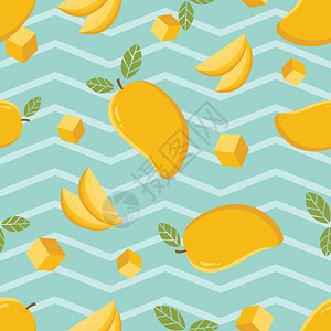 芒果无缝模式黄色芒果的无缝背景图案可爱的芒果图案图片