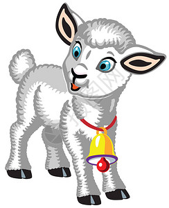 长颈金铃的卡通小绵羊可爱白羔羊幼小儿童背景图片