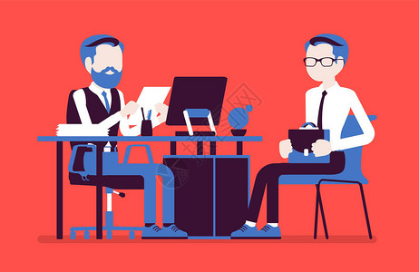 HR面试筛选与求职者交谈男招聘人员与被雇用的年轻人举行公司会议图片