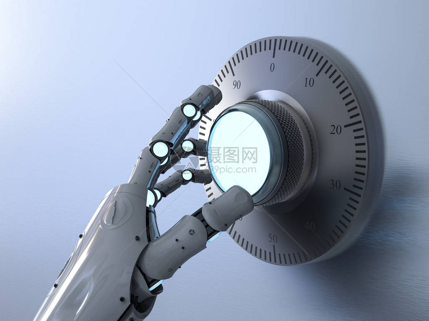 网络安全概念3D自动转换机器人手臂图片