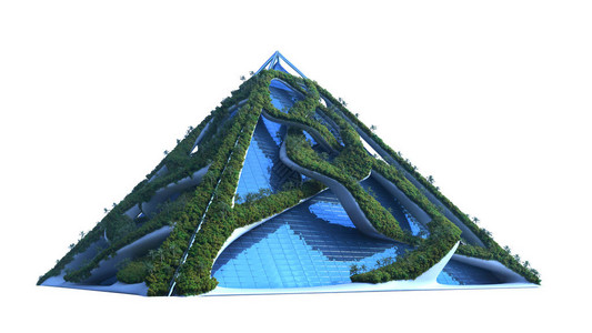 未来派金字塔的3D渲染图片