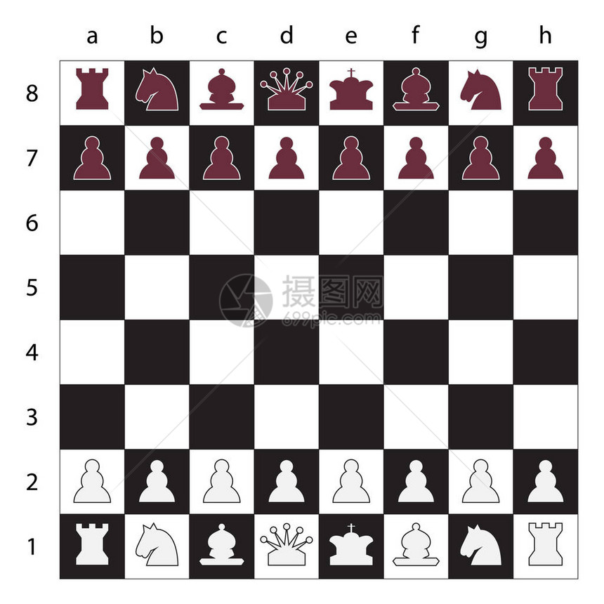 棋盘上有国际象棋数字和国际象棋字母图片