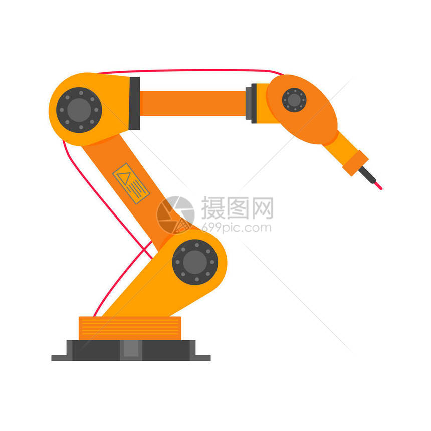 机械臂平面样式设计矢量图标符号隔离在白色背景上机器人手臂或手工业机器人机械手现代智能工业40技术图片