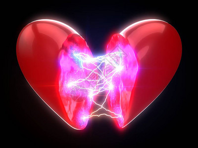 爱的力量心的闪电的概念适合爱情感科技和能量主题图片