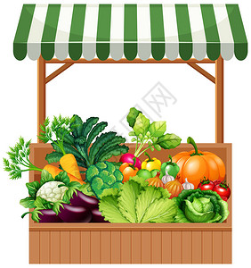木架子插图上的蔬菜图片