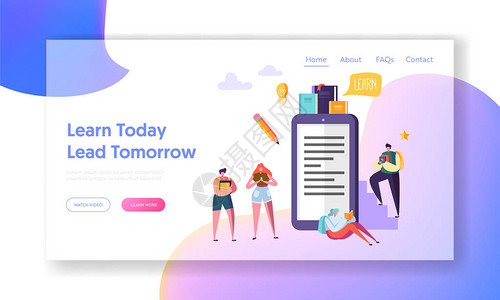 在线教育视频培训课程登陆页面学生角色学习数字图书网络研讨会网页或网站的未来教学校创意概念平背景图片