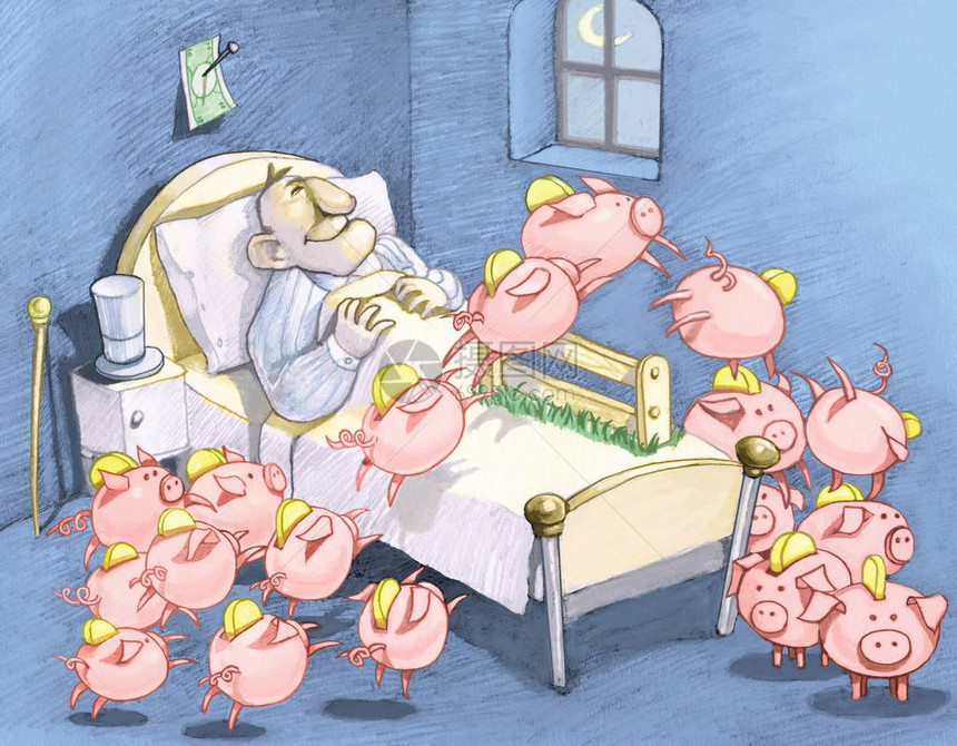 睡着时有钱人睡觉这算小猪银行而不是绵图片