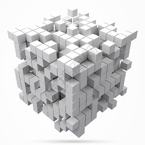 大立方商业地产大立方数据块用较小的白色立方体制成3d像素样式矢量图适用于区块链技术计算设计图片
