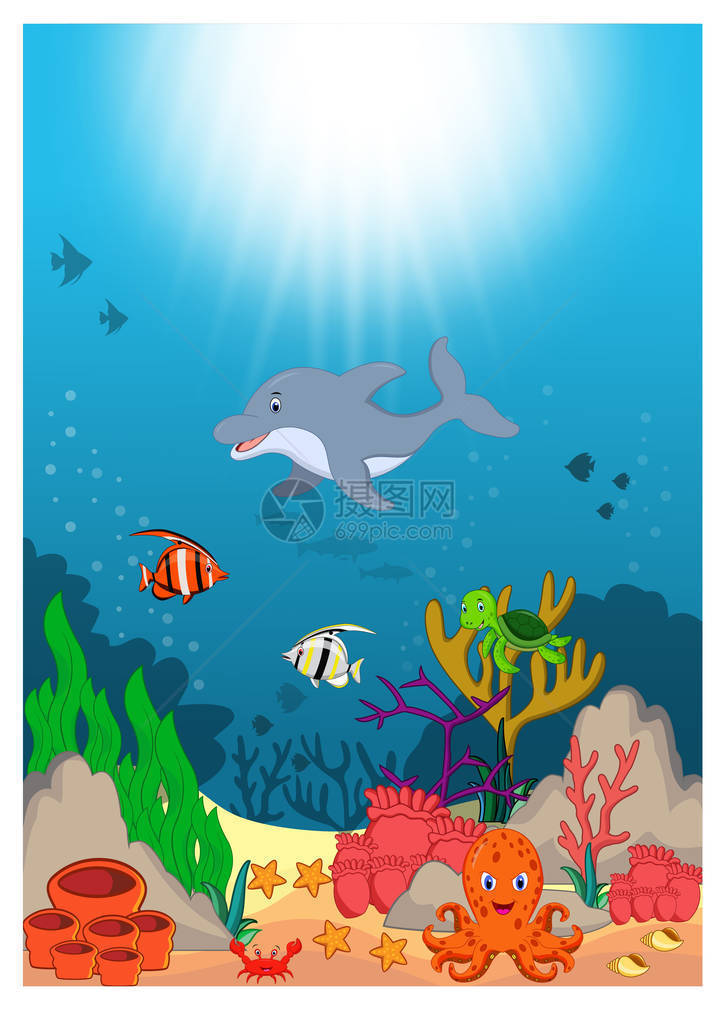 美丽的海底世界卡通图片