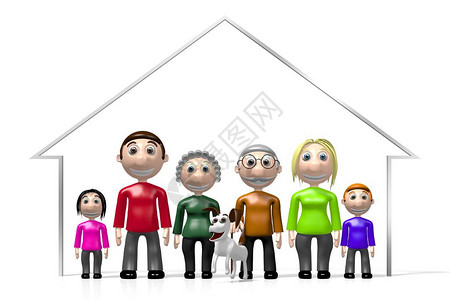 3D多代家庭房子形状图片
