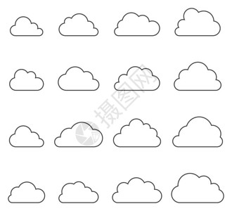 云形状集合细线图标图片