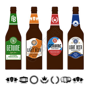 棕色玻璃瓶上的啤酒标签啤酒厂酒吧酒馆酿造公司品牌和身图片