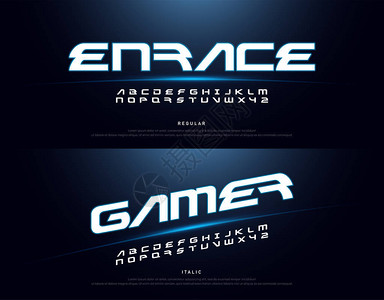 技术空间字体和字母表技术霓虹灯效果字体设计排版数字科幻背景图片