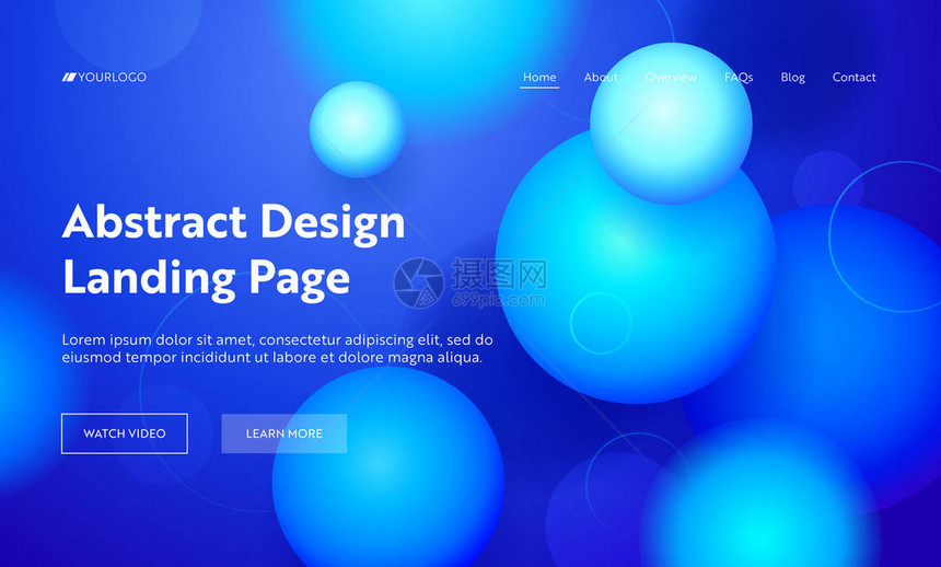 蓝色抽象球体渐变网页图片