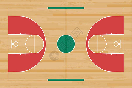 篮球场矢量插图以木质纹理为底线的背景图片