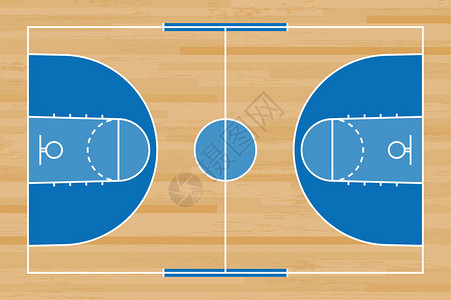 篮球场矢量插图以木质纹理为底线的图片