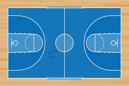 篮球场矢量插图以木质纹理为底线的背景图片