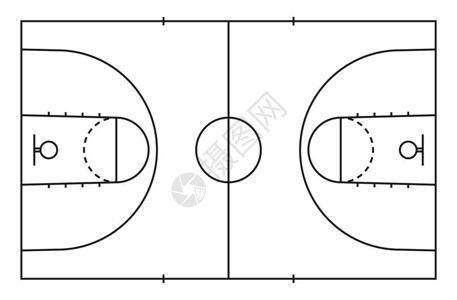 篮球场地板与背景线篮球场矢量插图图片
