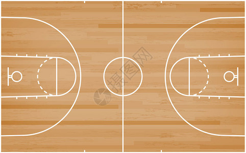 守住底线篮球场矢量插图以木质纹理为底线的插画