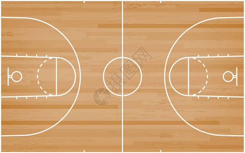 篮球场矢量插图以木质纹理为底线的背景图片