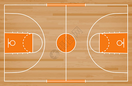 篮球场矢量插图以木质纹理为底线的背景图片