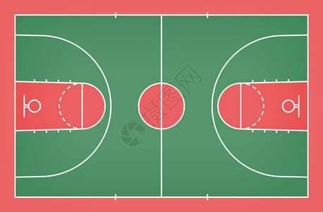 篮球场地板与背景线篮球场矢量插图背景图片