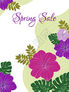 春季销售模板设计配有多彩花朵和热图片