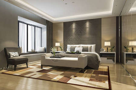 3D在酒店提供漂亮的豪华卧室套房图片