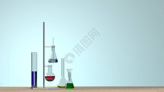 生化学家海报实验室设备的水平模板插画
