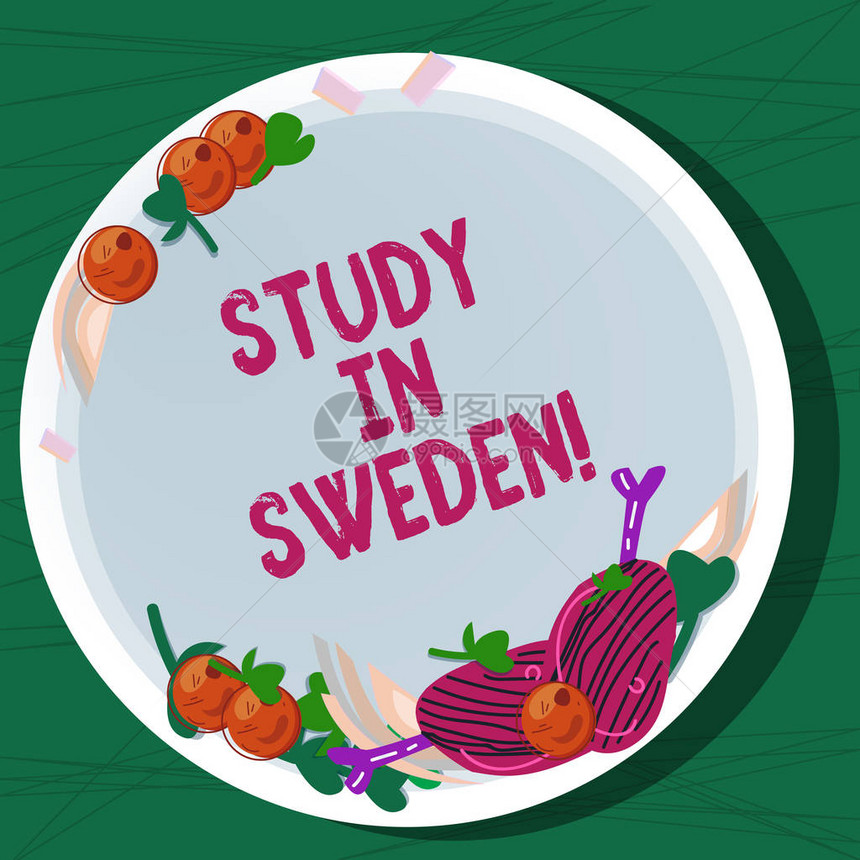 显示在瑞典学习的书写笔记商业照片展示前往欧洲以教育目的手绘羊排香草料樱桃番茄图片